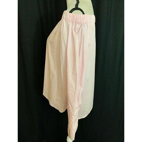 Zara New Womens Solid Baby Pink Off Shoulder Long Sleeve Top Cotton Medium - Picture 3 of 8